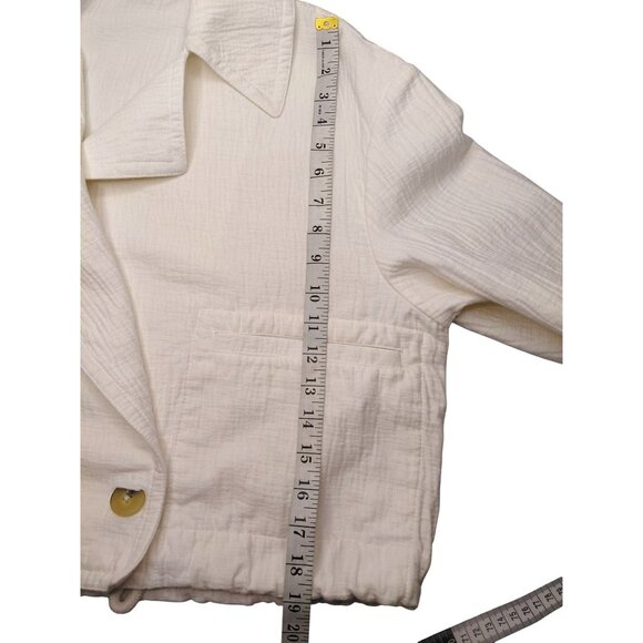 MANGO MNG Suit Women's Off-White Cropped Textured Jacket Size S/M - Picture 10 of 14